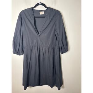 Nation Los Angeles Black 3/4 Sleeve Cotton V-Neck Dress Sz M